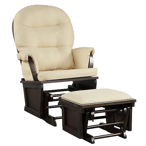 COSTWAY Schaukelstuhl mit Hocker und abnehmbare Kissen,...