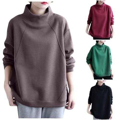 Snepllie トレーナー スウェット トップス レディース 裏起毛 ハイネック 長袖 大きいサイズ 春 秋 冬 おしゃれ リラックス レディース トップス 秋冬 - ノーブランド品 - 商品画像