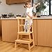 Kitchen Step Stool for Kids with Safety Rail,Toddler Standing Tower for Kitchen Counter, Baby Montessori Stool,Solid Wood Construction,Natural