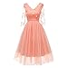 Produktbild JUSTSELL 1950er Kleider für Damen Herbst,Frauen 50er Vintage Retro Kleider 3D-Blumenstickerei Aline Swing Kleid 3/4 Lange Ärmel Brautjungfer Hochzei Kleider V-Ausschnitt Cocktailkleid