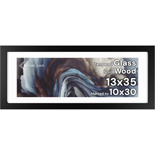 Frame Amo 13x35 Black Solid Wood Poster Frame, White...