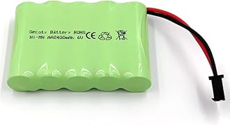 Gecoty 6V Battery Pack, 2400mAh Ninh Rechargeable AA Battery Pack, Come with Charge Cable, for RC Truck Cars Power Tools (SM Plug)