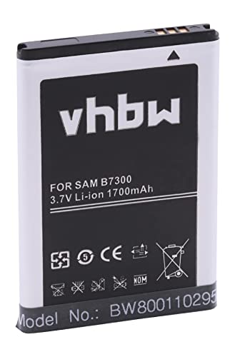 vhbw Batterie Compatible avec Samsung Wave M, Wave S5800, Vitality S téléphone Portable (1700mAh, 3,7V, Li-ION)