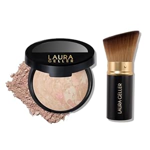 LAURA GELLER NEW YORK 59mm Baked Balance-n-Brighten Foundation with Kabuki Brush Makeup Set, Porcelain