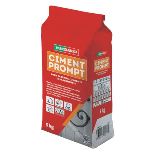 Parexlanko - Ciment Prompt - Gris - Confection de mortier à prise rapide - Tous supports de maçonnerie - Adapté en milieux humide et marin - 5kg