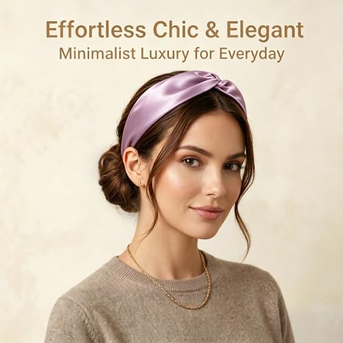Image of ZLYC Mulberry Silk Headband for Women's Hair, Solid Light Purple