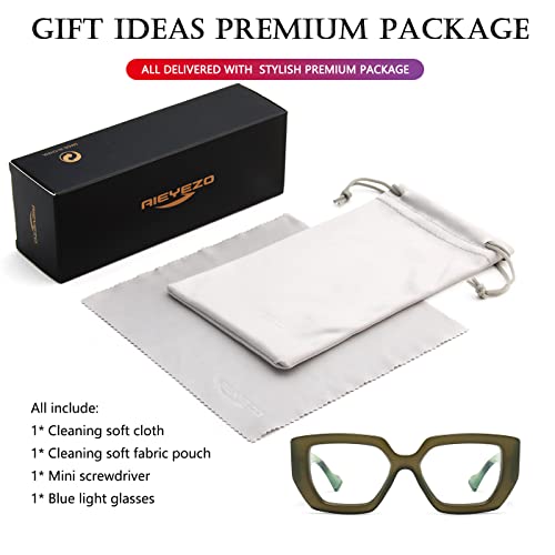 AIEYEZO Thick Frame Blue Light Glasses Men Women, Fashion Square Computer Eyeglass Anti Eyestrain & Prevent Headache