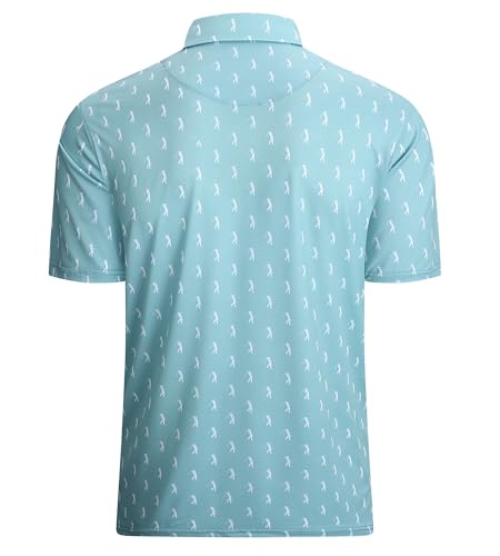 Alex Vando Mens Golf Shirt Moisture Wicking Quick-Dry Print Performance Polo Shirts for Men