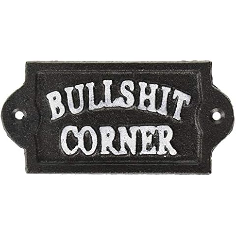 Abbott Collection Bullshit Corner Sign-Blk-6" W, iron, Black Cover