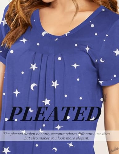 Ekouaer Pajama Set for Women 2 Piece Sleepwear Short Sleeve Pleated Top and Long Pants Soft Pjs Loungewear with Pockets2
