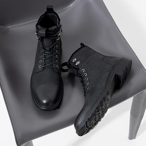 Image of Vostey Mens Motorcycle Boots With Side Zipper Dress Boot