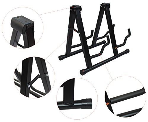 YMC Universal Folding Double Guitar Stand with Secure Lock - for Acoustic and Electric Guitar