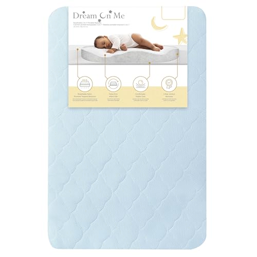 Evolur Rest EZ 2-in-1 Mini Crib Mattress – Dual-Sided Comfort, Water-Resistant Blue Cover, GREENGUARD Gold Certified, Crafted from Recycled Sustainable Materials, Proudly Made in USA