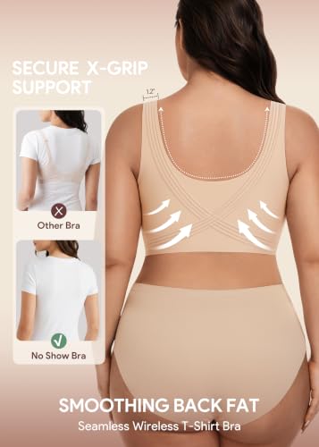 Image of HBselect Jelly Bras for Women Plus Size Pullover Wireless Full Coverage Bra | No Underwire, Push Up, Lift, Minimizer Bras, Wide Straps, Seamless T-shirt Everyday Bralette, For Older Women, Large Breast