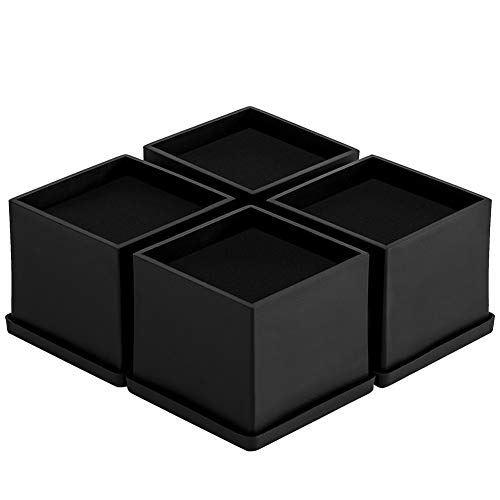 Uping Elevador Muebles Alza Mueble Elevadores Camas Mesas, Aumente Altura en 5,1cm (Negro, 4 Pieza)