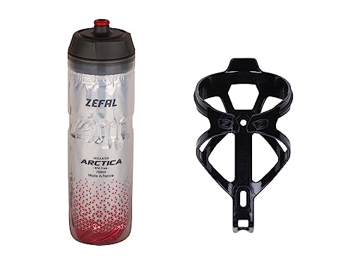 ZEFAL Pack Arctica 75 Plata-Rojo y Pulse B2 Negro - Pack de hidratación con bidón térmico para Bicicleta y portabidón para Bicicleta - Portabidón para Bicicleta con bidón de Agua - 146 g