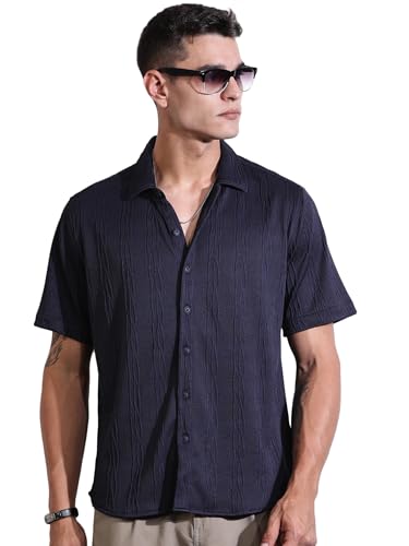 Image of Thomas Scott Men Polyester Blend Solid Oversized Fit Shirt