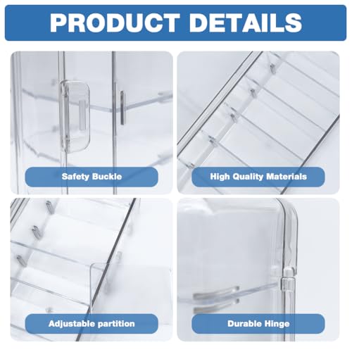 Image of HASTHIP Mini Racing Car Models Clear Display Box with Door, 8-Compartments Vertical Display Box with Removable Clear Shelves, Collectible Car Toy Organizer Case Desk Display Box, 7.5x10.5x26cm