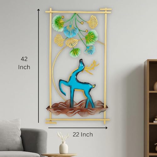 Image of PEDEX - Metal Deer Leaf Wall Art Handcrafted Multicolor Wall Hanging Decor for Living Room, Bedroom, Office, Hotel - Modern Home Decoration Frame (Each Size 22x42 inch)