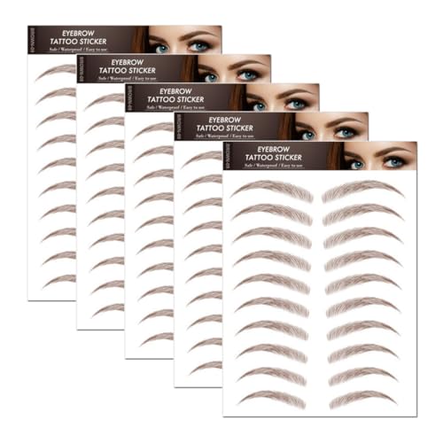EIHI 5 Pièces Feuilles Autocollants de Sourcils Patch,Tatouage Sourcil, Eyebrow Tattoos Stickers Autocollant Bionique pour Sourcils,Faux Sourcils Pochoirs...