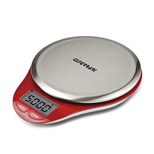 G3Ferrari G20082 Bilancia da Cucina Elettronica con Piatto Inox 1gr/5kg, Rosso