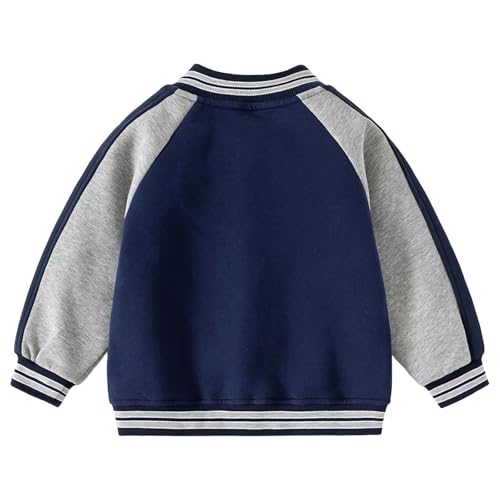 Kids Baseball Jacket Varsity Letterman Button Front Long Sleeve Coat Fall Winter Fleece Bomber Vintage Pocket Outerwear3
