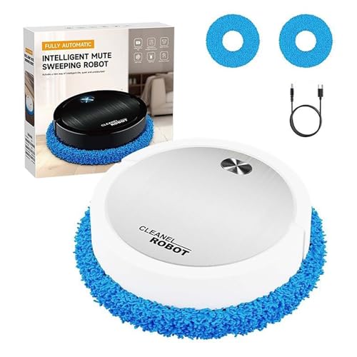 Robot aspirapolvere e lavapavimenti, robot 2 in 1 per spazzare e lavare automaticamente a umido e a secco, aspirazione super sottile, autonomia di 60 minuti, ultra silenzios white With 2 Mopping Pads