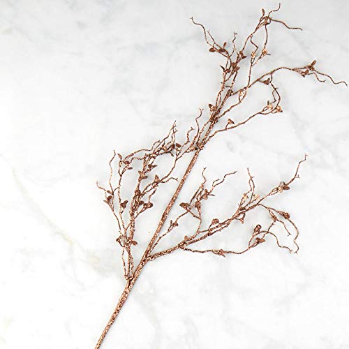 Factory Direct Craft Sparkling Cocoa Brown Twig and Leaf Decorative Sprays | 2 Sprays | for Indoor Decor