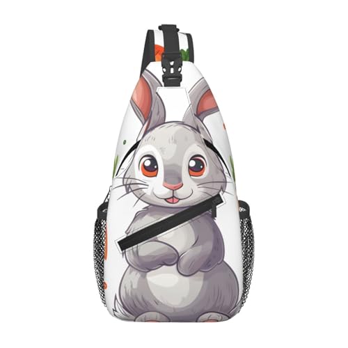 Bolso Sling con Estampado Gray Bunny Carrot para Unisex miniatura 1