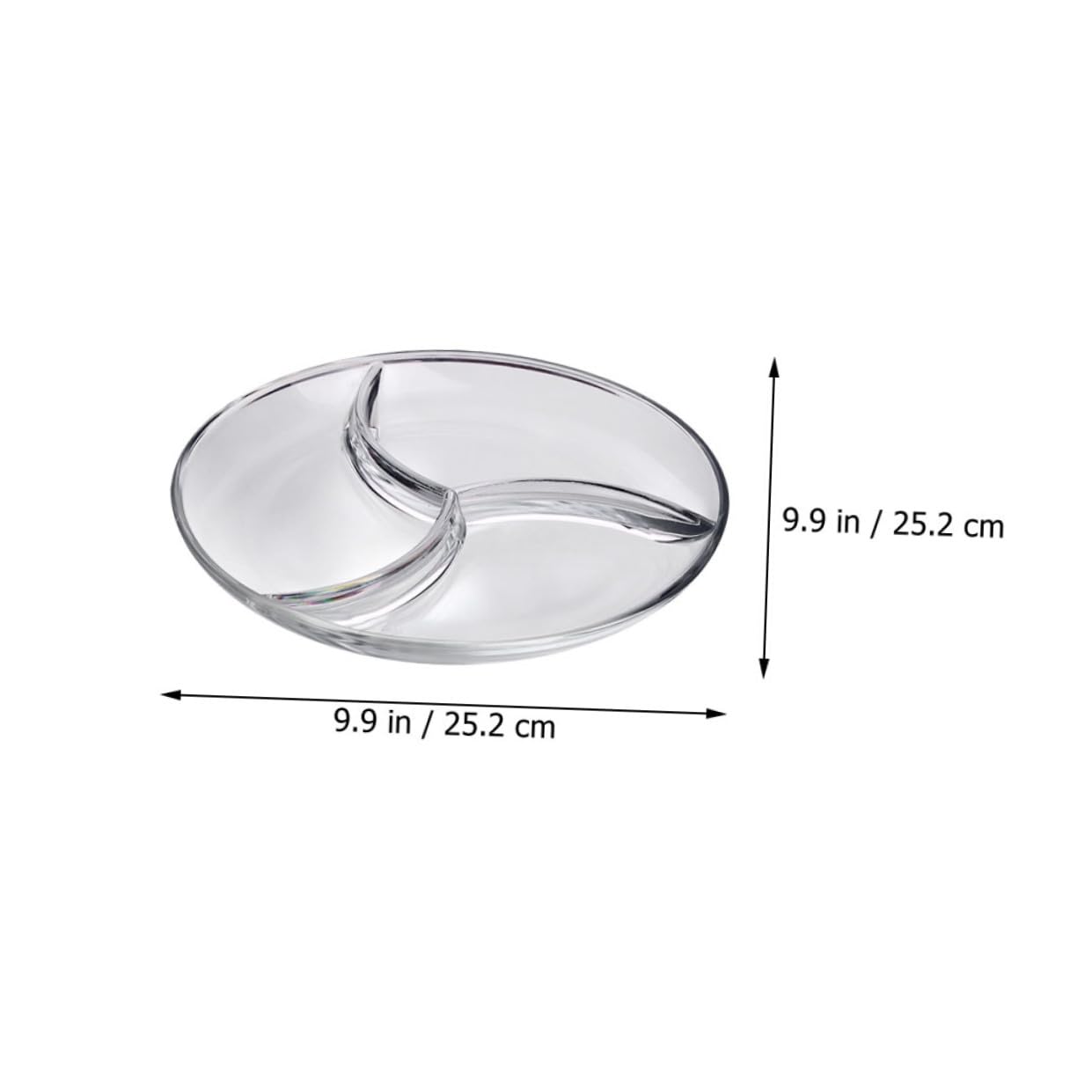 Ciieeo Assiette à Compartiments en Verre Trempé, 3 Sections, Assiette de Petit-déjeuner Pratique pour Hôtels et Restaurants