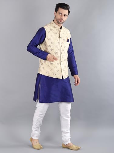 Image of Uri and MacKenzie Men's Silk Blend Kurta Pajama with Designer Ethnic Nehru Jacket /Modi Jacket