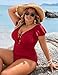 Blooming Jelly Women's Plus Size One Piece Swimsuit Tummy Control Bathing Suits Deep V Neck Curvy Swimwear 2024(Red,X-Large)