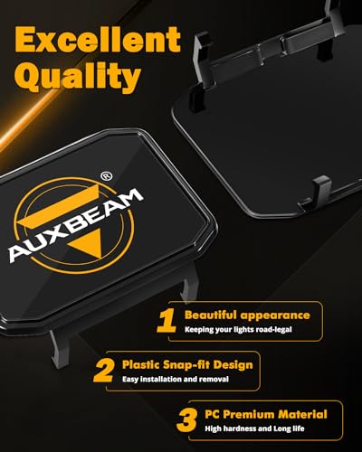 Image of Auxbeam R4 Series 4 Inch LED Square Black Protective Pod Light Covers | Quick Snap-On Installation, Premium Polycarbonate Covers, Waterproof, Protects Against Dust, Debris & Impacts, 2-Pack