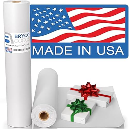image for Bryco Goods 18”x1200” (100’) White Wrapping Paper – Kraft Pape
