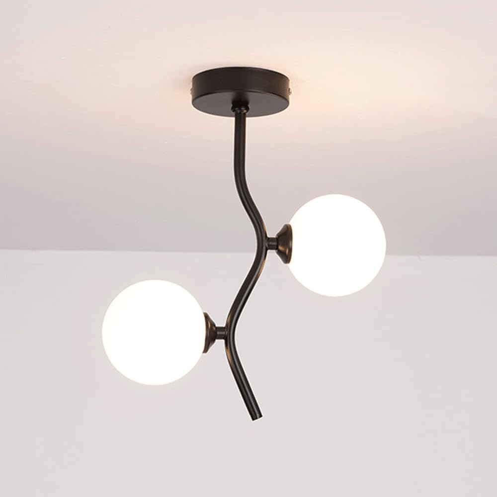 Plafonnier globe luminaire moderne en verre blanc G9 semi-encastré de chambre