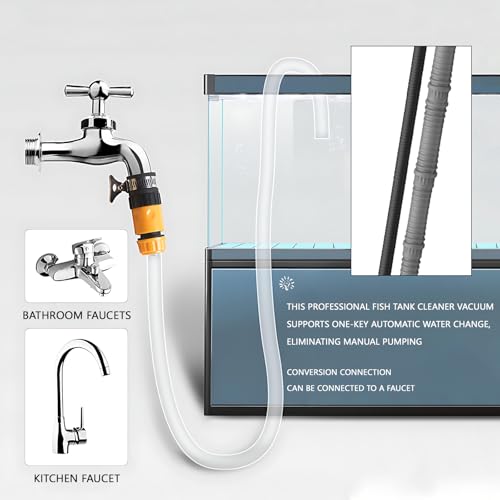 Image of Fish Tank Cleaner, 15KPA Suction with Auto Water Change, 30W High Power PP Material, Multi Strainer Gravel Washer for Aquarium, Sand Cleaning Water Purification
