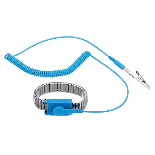 Image of MECCANIXITY Anti Static Wrist Strap Blue 6.7 inch Perimeter ESD Anti Static Wristbands with Alligator Clip Length 1.8M Adjustable for Sensitive Electronic Devices