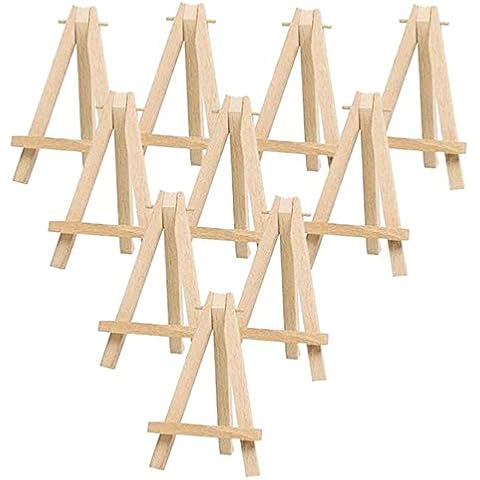 LinaLife 10 Pack Mini Wood Display Easel (5 Inch) Wooden Artist Easel Triangle Cards Stand Photo Display Wedding Business Card, Painting Craft Drawing Phone Holder Parties and Celebrations Cover