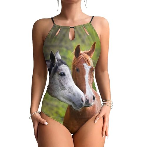 Beachwear chic en monokini marron maillots de bain une pièce cheval blanc