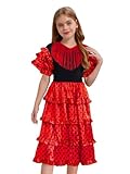 Freebily Vestido Mexicano para Niñas Vestido De Baile De Toro De Círculo Completo Disfraz Flamenca Sevillana Vestido Tradicional De Fiesta Disfraz De Halloween Negro y Rojo B 18-24 Meses
