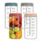 Juego de 4 tarros de cristal de borosilicato de 750 ml con tapa de rosca, gachas