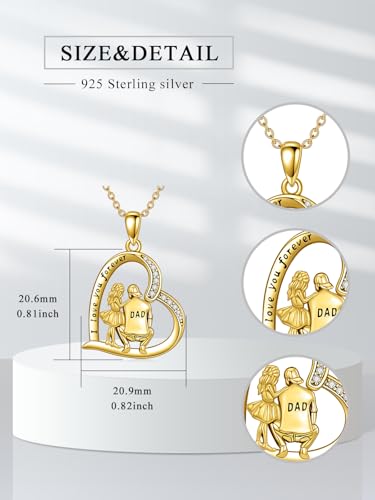 Dorunmo Mother Father and 1/2/3 Daughters/Son Necklace 925 Sterling Silver 14k Gold Plated Mother's Day Jewelry Gift for Women4