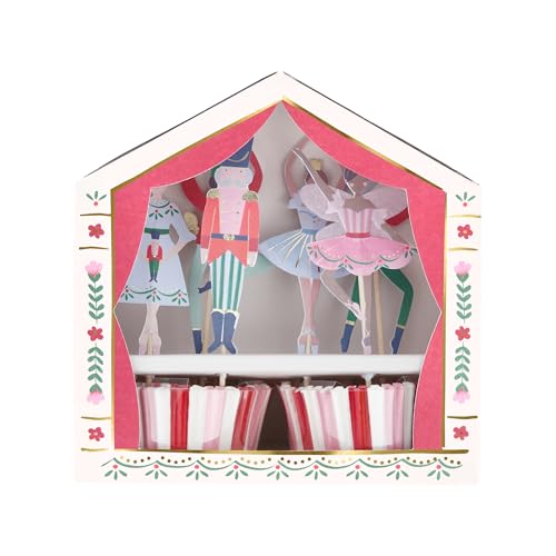 Meri Meri Christmas Cupcake Kit (Pack of 24), Christmas Cupcake Decorations, Cupcake Toppers & Crepe Paper, Gold Foil Details