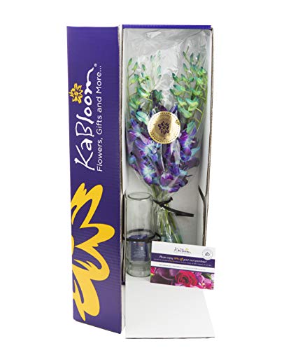 Image of KaBloom-10 Blue Orchid Bouquet,Flowers for Valentine, Mother's Day