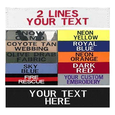 Custom 2 Line Uniform Name Tapes 56 Fabric Options Different Font Styles Available in 5 Sizes.