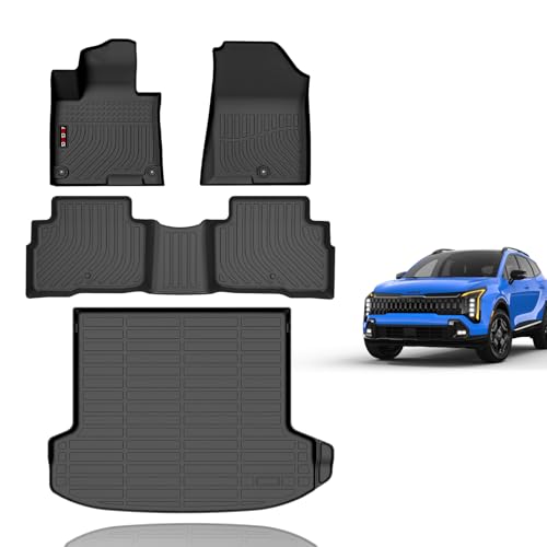 KELCSEECS Floor Mats & Cargo Liner for 2026 Kia Sportage Hybrid(Not Fit for PHEV) All Weather Car Mats Trunk Mat Kia Sportage Hybrid Floor Mats Accessories Black