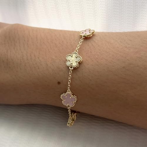 Gold Bracelets for Women Trendy 14K Real Gold Plated Four Leaf Clover Lucky Bracelet Everyday Jewelry Gifts for Women2