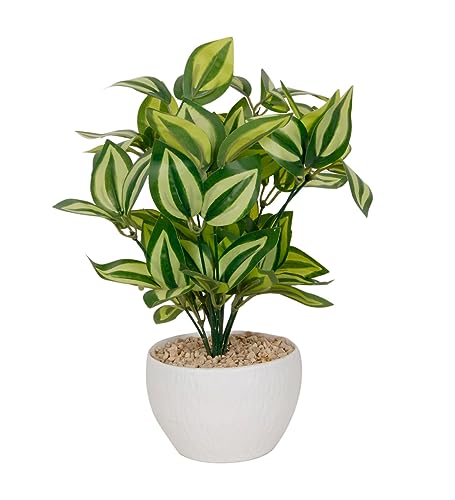 Image of Foliyaj Artificial Watermelon Plant Bush with Plastic Pot for Home Decor | Potted Artificial Plants | Decorative Table Top Indoor Plants Bonsai for Office Desks & Counters | 32 cm Height