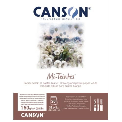 Lot de 5 Bloc 20 feuilles Mi-Teintes® 32x41 160g/m², coloris blanc 335