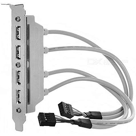 4 Ports USB 2.0 Header Port Slot Plate Adapter Panel Cable Female Screw to Motherboard 9pin Header Back PCI Rear Panel Bracket for Desktop Computer